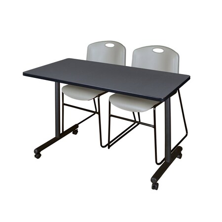 Kobe Rectangle Tables > Training Tables > Kobe Mobile Table & Chair Sets, 48 W, 24 L, 29 H, Grey MKTRCC4824GY44GY